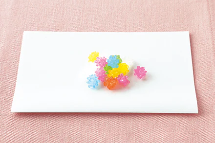 Konpeito sugar candy served on kaishi