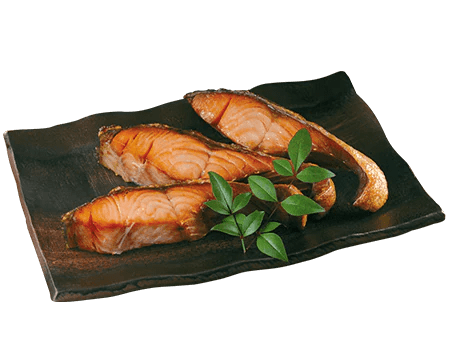 Grilled salted salmon fillets