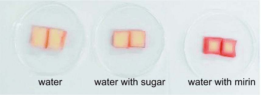 water / water with sugar / water with mirin
