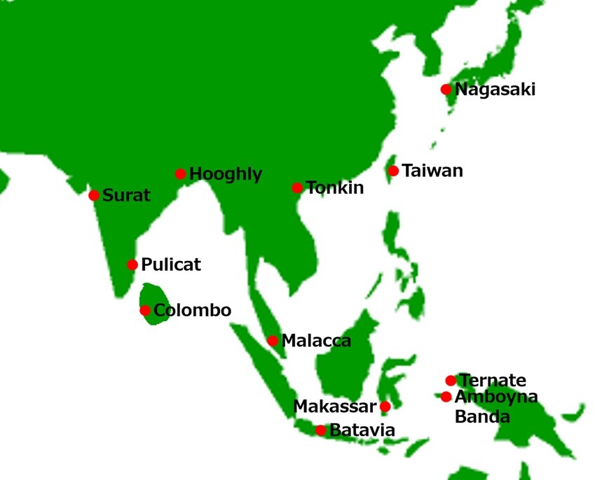 locations of the trading firms in Asia