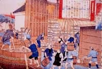 『大日本物産圖會』「下總醤油製造之圖」