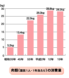 肉類（国民1人・1年当たり）の消費量