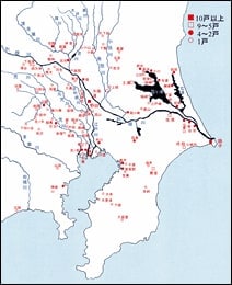 図表－3：関東南東部における「造醤油屋」の分布（文政年間）