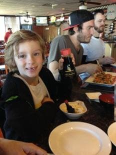 Noah loves his soy sauce