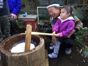 初めての餅つき！