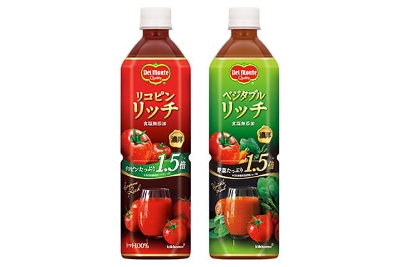 「リコピンリッチ トマト飲料」 「ベジタブルリッチ 野菜飲料」