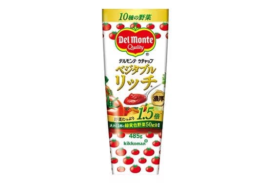 通常のケチャップの1.5倍の野菜を使った、うま味たっぷりの味! 「デルモンテ ベジタブルリッチ(R)ケチャップ」新発売!