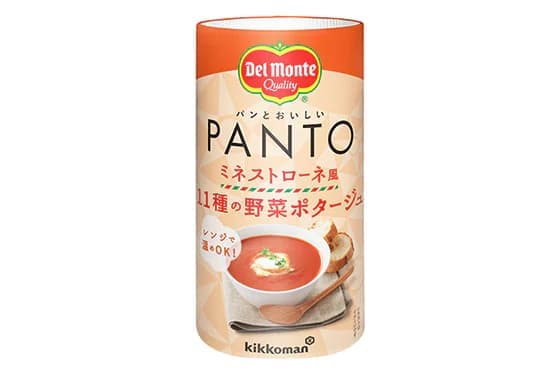 「デルモンテ　PANTO（パント）」シリーズより、温めても冷やしてもおいしい！ 「PANTO（パント） ミネストローネ風　 11種の野菜ポタージュ」新発売！