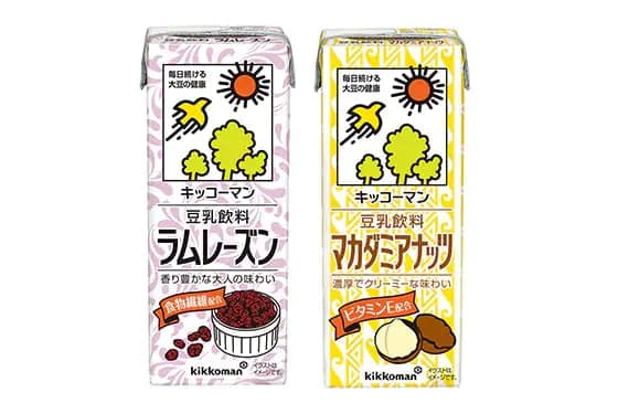 キッコーマンより、凍らせてアイスにしてもおいしい豆乳飲料！ 「ラムレーズン」「マカダミアナッツ」200ml新発売！