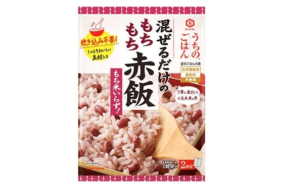 「キッコーマン うちのごはん 混ぜごはんの素」「もちもち赤飯」