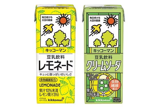 「キッコーマン 豆乳飲料 レモネード」 「キッコーマン 豆乳飲料 クリームソーダ」