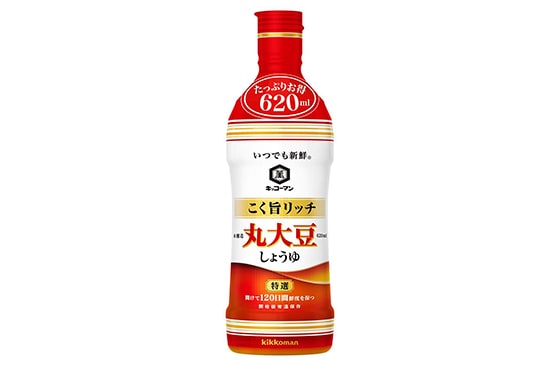 「キッコーマン いつでも新鮮（R） こく旨リッチ 特選
丸大豆しょうゆ」620ml 