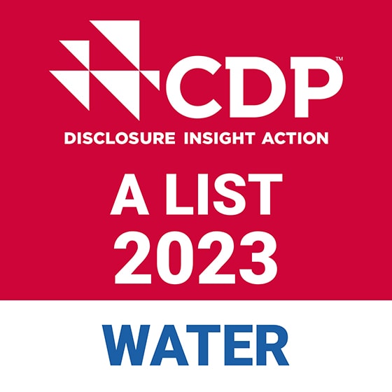 水セキュリティに対する取り組みとその情報開示の評価を行う国際NGOのCDP（※）より、2023年の「Aリスト」に選定されました。